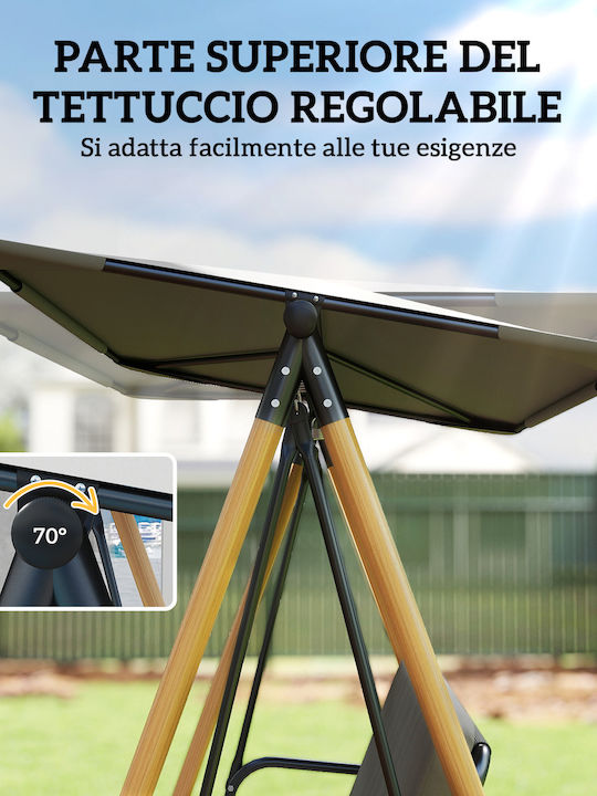 Κούνια με Βάση 3 Θέσεων Μεταλλική Μ208xΠ125xΥ180cm Γκρι Κούνια με Βάση 3 Θέσεων Μεταλλική Μ208xΠ125xΥ180cm Γκρι