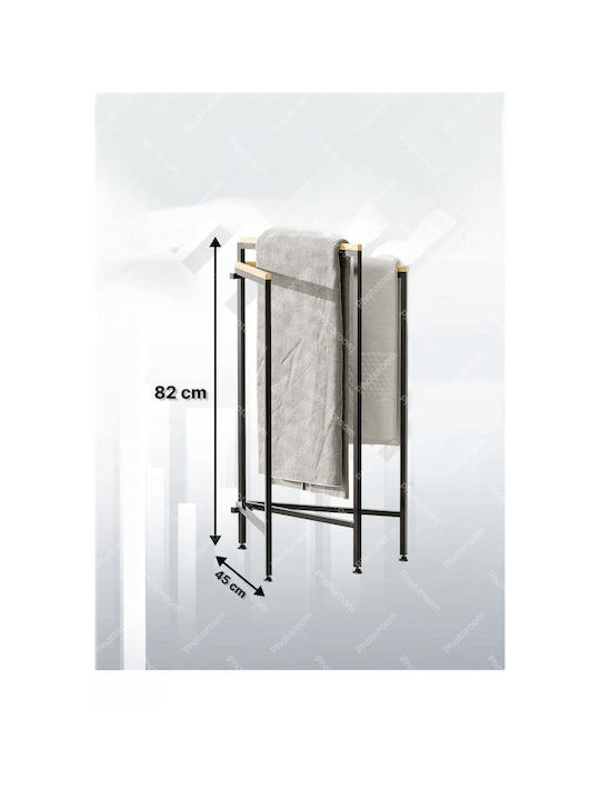 SteweHome Triple Wall-Mounted Bathroom Rail with Screws Black