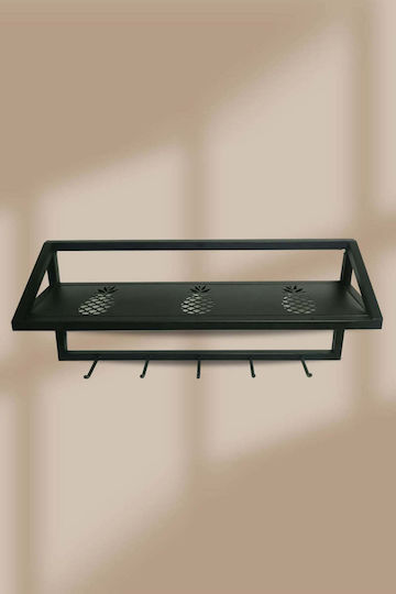 SteweHome Cremastă de Perete Metalică cu 5 Compartimente Neagră 70x30x30cm SteweHome Cremastă de Perete Metalică cu 5 Compartimente Neagră 70x30x30cm