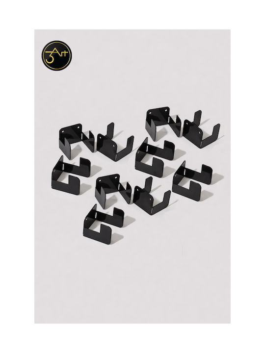 SteweHome Metal Wall Hanger 2 Hooks Black 6x6cm 3 Pieces