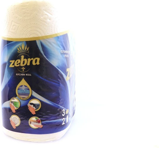 Zebra White Mega Χαρτί Κουζίνας 2 Ρολά 3 Φύλλων 2 Συσκευασίες
