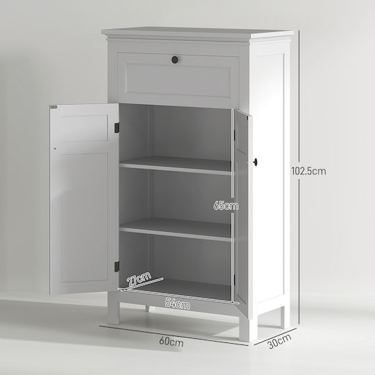 HomCom Badezimmerschrank 60x30x102.5cm Weiß
