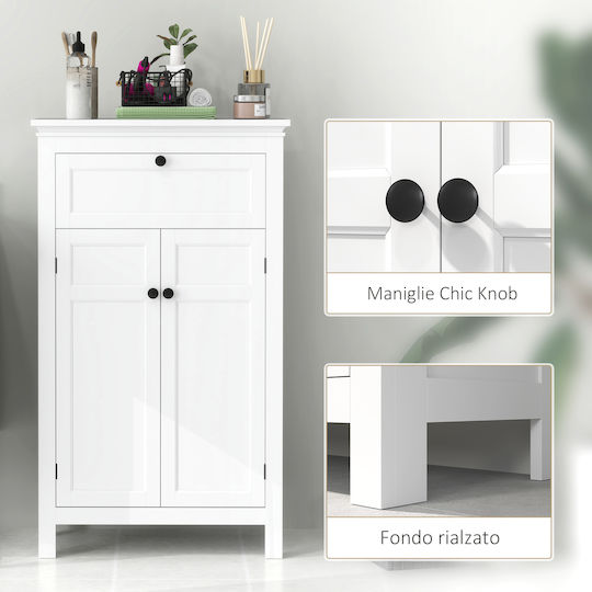 HomCom Badezimmerschrank 60x30x102.5cm Weiß