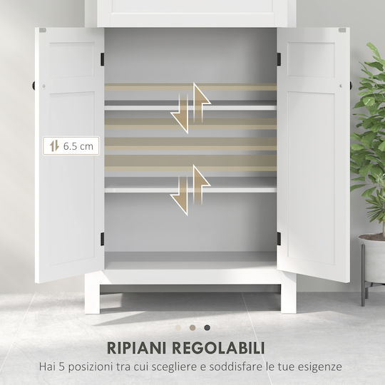 HomCom Badezimmerschrank 60x30x102.5cm Weiß