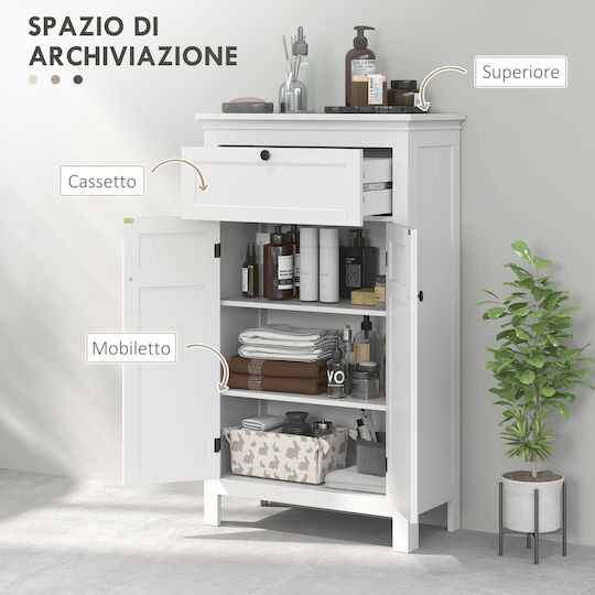 HomCom Badezimmerschrank 60x30x102.5cm Weiß