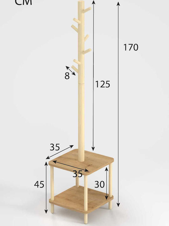 SteweHome Καλόγερος Ξύλινος Καφέ 160cm