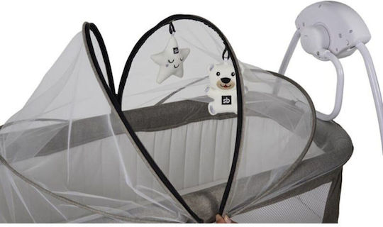 SteweHome Babywiege mit Matratze und Rädern Grau