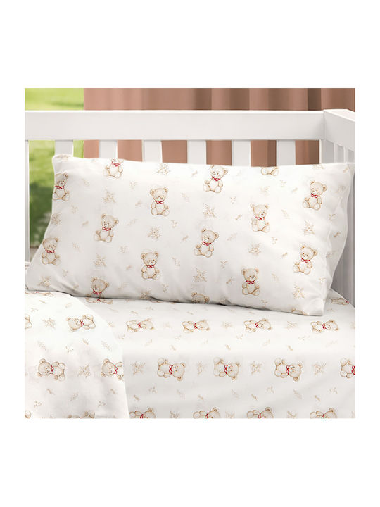Dimcol Newborn Bear 716 Kids Pillowcase Made of 100% Cotton 50x70cm White-Beige