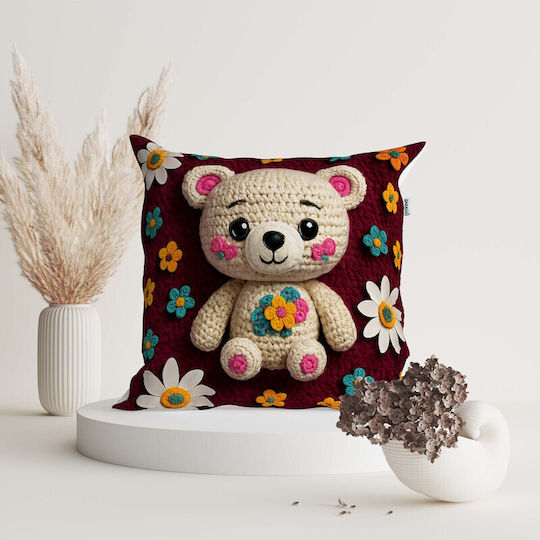 SteweHome Kids Decorative Pillow Case Burgundy