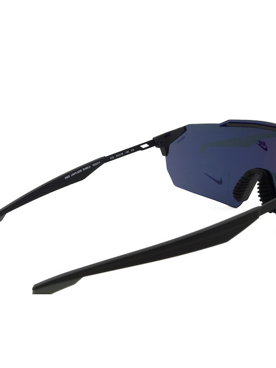 Nike Limitless Shield Unisex Sunglasses with Black Metallic Frame and Black Mirror Lens