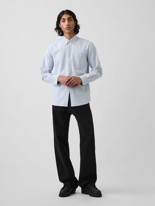 Long-sleeved Cotton Shirt Light Blue