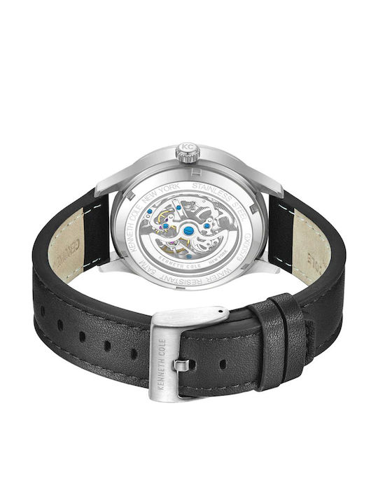 Kenneth Cole Men's Watch 43.5mm Automatic With Black Leather Strap