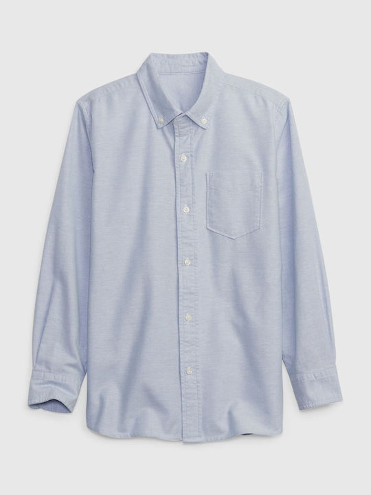 Kinder Hemd Kurzarm Blau Oxford