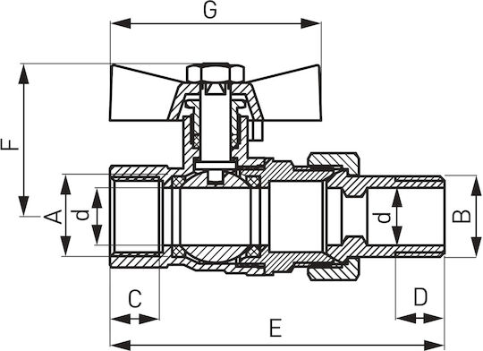 Ball Valve Union 1-2" Herkules