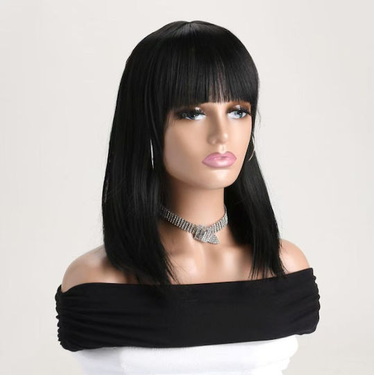 Aph Περούκα Μαύρο Μαλλί Αφέλειες Wig Black Hair Bangs Wig-420