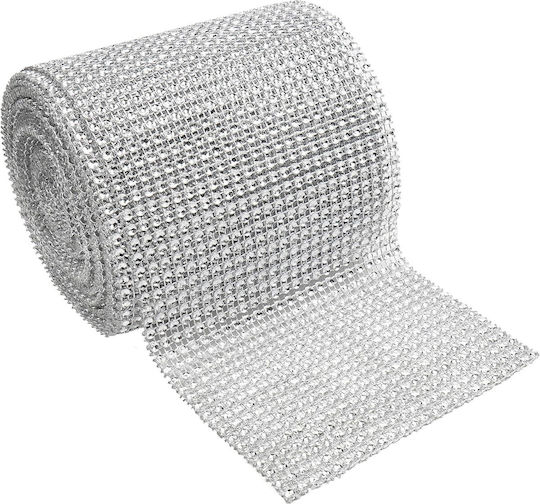 Handi Stitch Dekorative Bänder Rhinestones Stoff Silber 9.14m