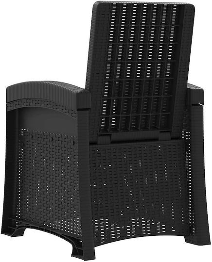 Πολυθρόνα Εξωτερικού Χώρου Rattan Ανθρακί 56x63x92εκ.