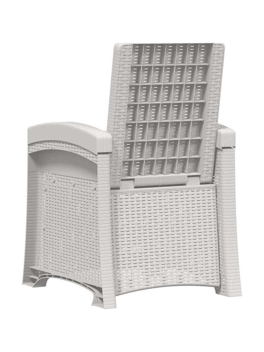 Fotoliu De Exterior Din Rattan Alb Cu Pernă 56x63x92cm