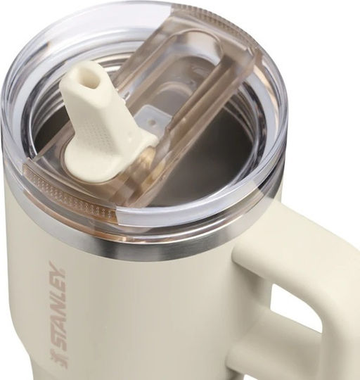 Stanley Protour Flip Handled Tumbler Thermos 590ml Cream with Straw and Handle