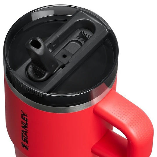 Stanley Protour Flip Handled Tumbler Thermos Bottle Stainless Steel 590ml Chili Black With Straw And Handle