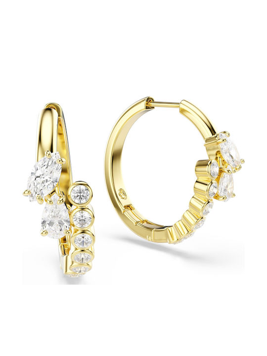 Swarovski Σκουλαρίκια Κρίκοι Επιχρυσωμένα με Πέτρες