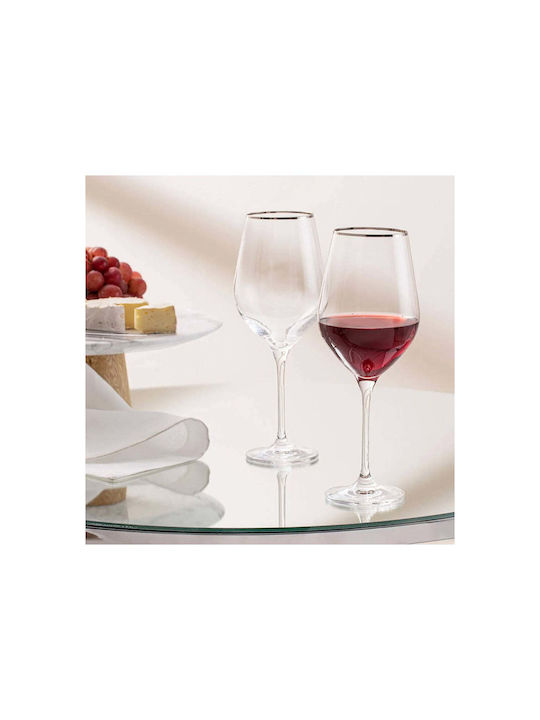SteweHome Glass for White and Red Wine Made of Glass in Red Colour 500ml