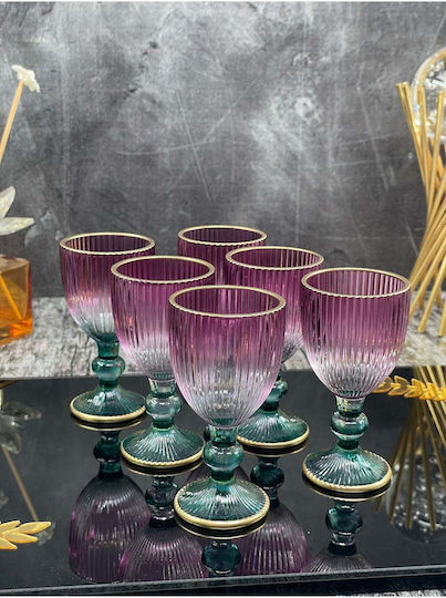 SteweHome Set Pahare Lichior/Ouzo Cocteiluri Cafea / Cafea Grecească Freddo Din Sticlă Violet Culoare Full Face 75ml 6 Bucăți