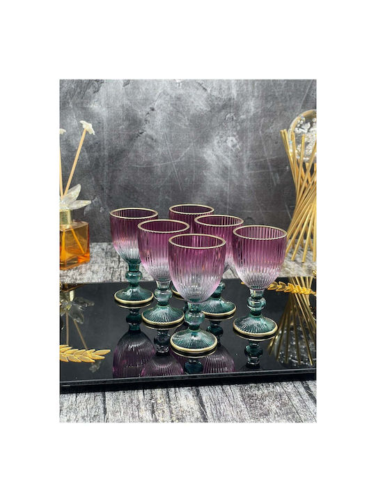 SteweHome Set of Liqueur/Ouzo / Cocktail/Drinking / Coffee/Freddo Glasses in Purple Colour 75ml 6 Pieces