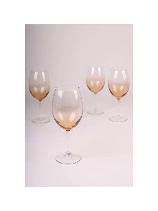 SteweHome Set of Liqueur/Ouzo and Cocktail/Drinking Glasses Made of Glass in Honey Colour 440ml 4 Pieces
