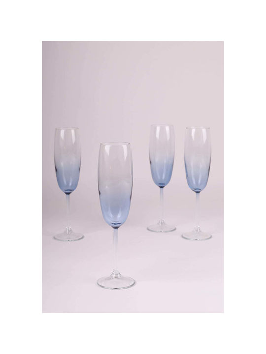 SteweHome Set Of Champagne Glasses Made Of Glass In Blue Colour Goblets 4 Pieces
