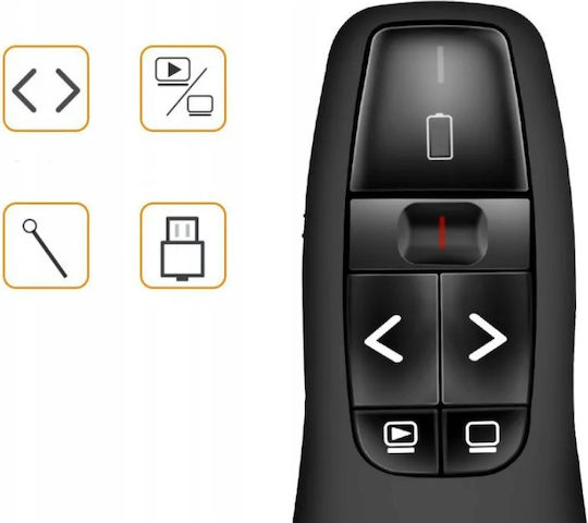 Telecomandă Prezentare Wireless Indicator Laser Roșu Zola Conexiune Receptor Usb Rază 12 M Compatibil Windows Linux Mac Os Lungime Undă Laser 650 Nm Funcționează Cu Baterii 11.5 X 4 X 3 Cm