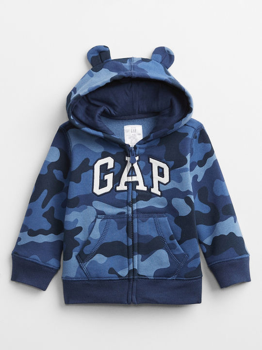 Kids Sweatshirt Cardigan Cotton with Hood Blue