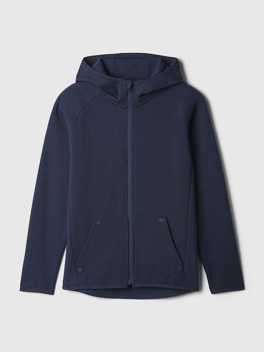 Kinder-Sweatshirt Strickjacke mit Kapuze und Taschen Marineblau