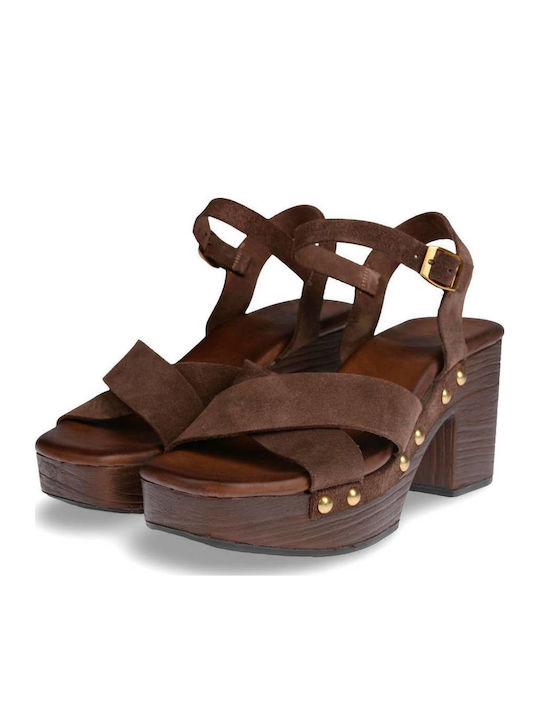Myconian Leather Women's Flat Sandals Brown