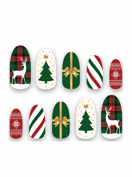 Künstliche Nagelspitzen + Kleber Weihnachtsrentier Weihnachtsbekleidungsaccessoires 12 Stück