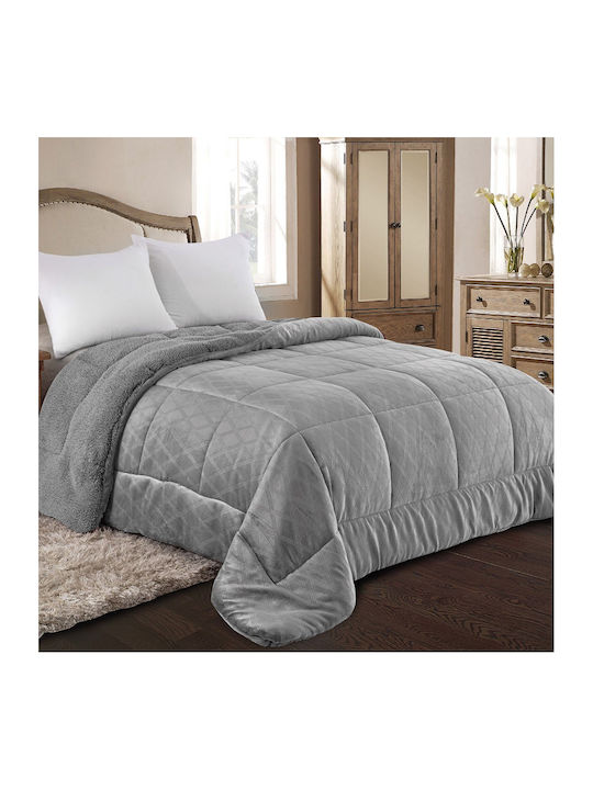 Adam Home Sherpa Comforter Double 220x240cm 820 Dark Gray 260 GSM