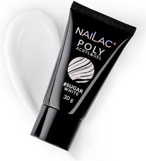 NaiLac Geluri Unghii Poly Acryl & Gel Sugar Alb