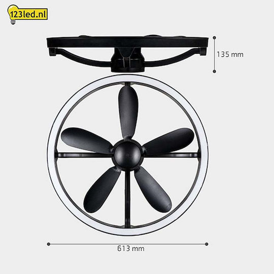 123led Ventilator de Tavan 61,3cm cu Lumină Negru