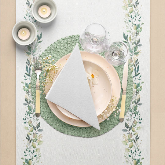 Non-woven Table Runner Eucalyptus Leaves Boho Tablecloth Communion Christening 40x500cm