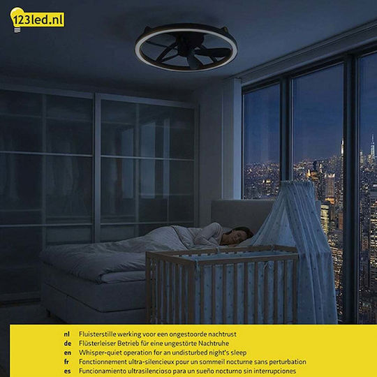 123led Ventilator de Tavan 61,3cm cu Lumină Negru