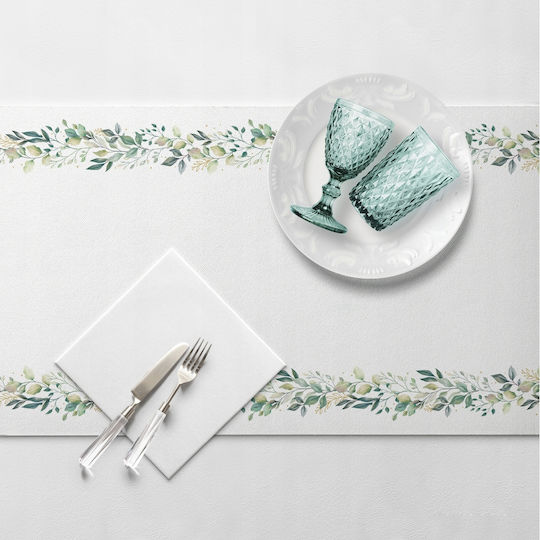 Non-woven Table Runner Eucalyptus Leaves Boho Tablecloth Communion Christening 40x500cm