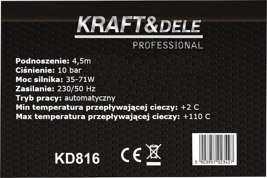 Kraft & Dele Oberflächenwasserpumpe 55l/min 230v Kd816