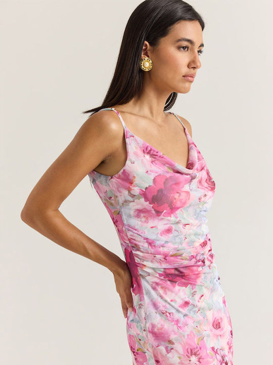 Sommer Midi Wickel Damenkleid für Hochzeit - Taufe Fuchsie