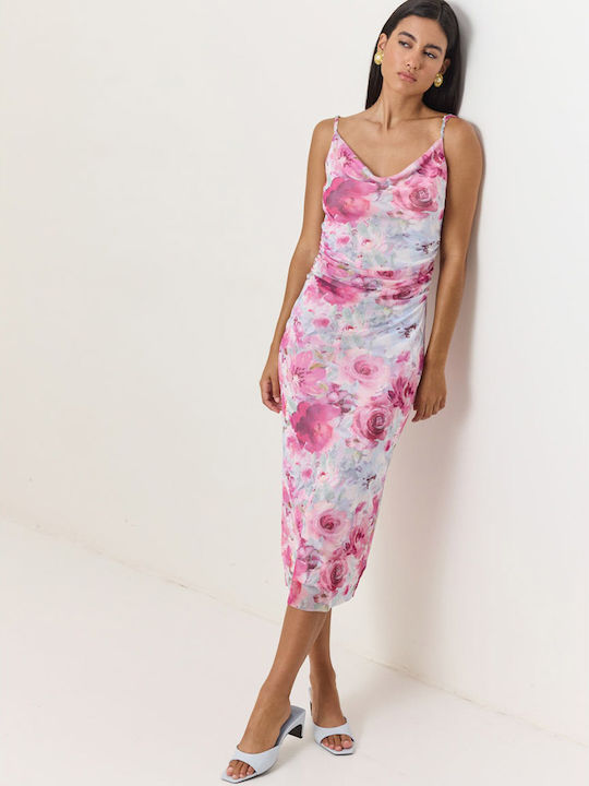 Sommer Midi Wickel Damenkleid für Hochzeit - Taufe Fuchsie