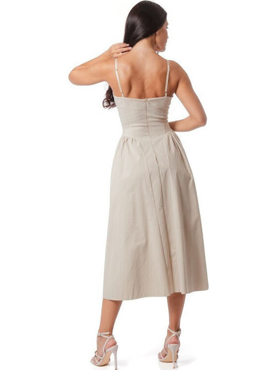 Sommer Midi Damenkleid Beiges