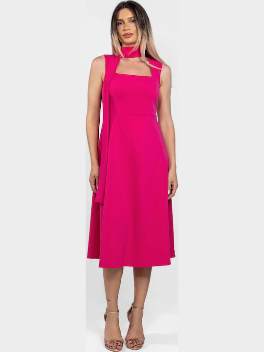 Summer Midi Dress for Wedding / Christening Fuchsia