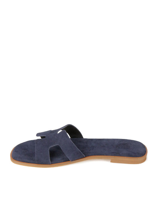 Silia D Leder Flache Damen Sandalen Marineblau Silia D Leder Flache Damen Sandalen Marineblau