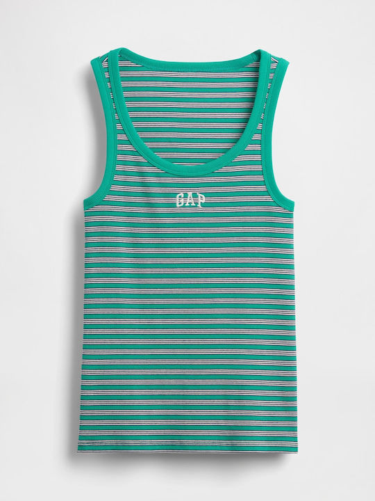 Γυναικεία Μπλούζα Βαμβακερή Αμάνικη Ριγέ Green Stripe