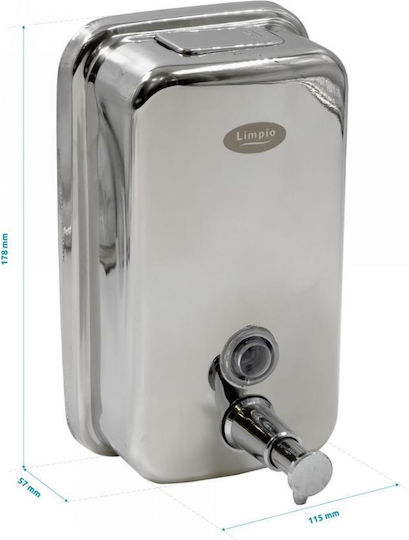 Limpio Sd80 Kommerzieller Seifenspender Glänzendes Edelstahl 800 ml Ausgestattet mit Füllstandsanzeige Schlüsselverschluss