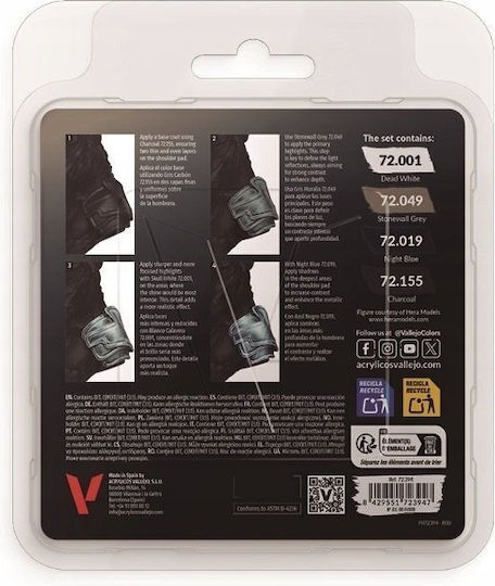 Acrylicos Vallejo Game Set Model Making Paints In Silver Colour 18ml 4pcs